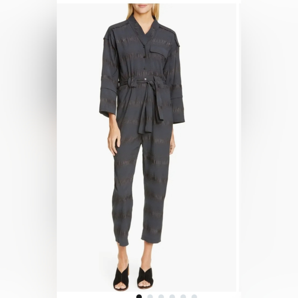 Rachel Comey Gray Silk Cotton Blend Peddlers Lightweight Jumpsuit Size 4